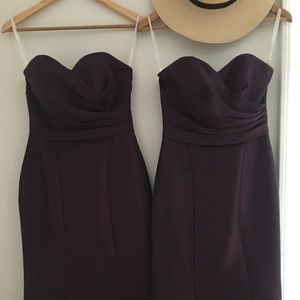 Plum Strapless David’s Bridal Gown with Train